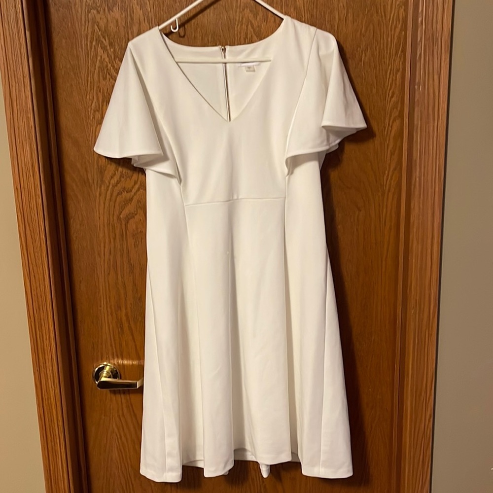 Women’s, Calvin Klein, white , flutter sleeve dress, Size 14